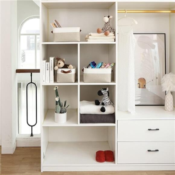 OrganiHaus Small Fabric Storage Baskets for Shelves 3 Pack, 12x8in Closet - Picture 6 of 7